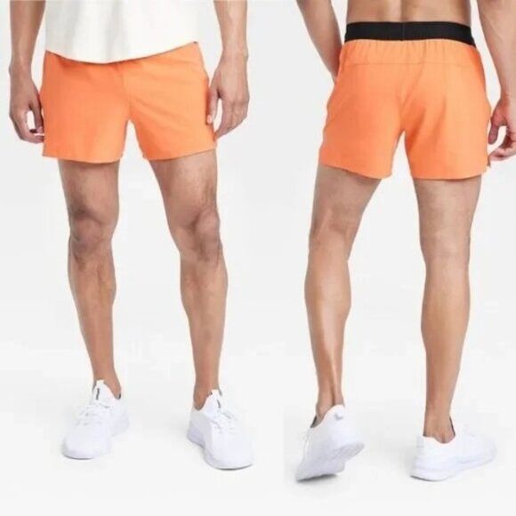 Mens All In Motion Orange Lined Running Shorts With Black Waistband Size XL - Picture 2 of 2